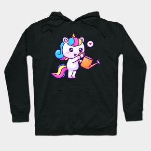 Cute Unicorn Watering Plant Cartoon Hoodie